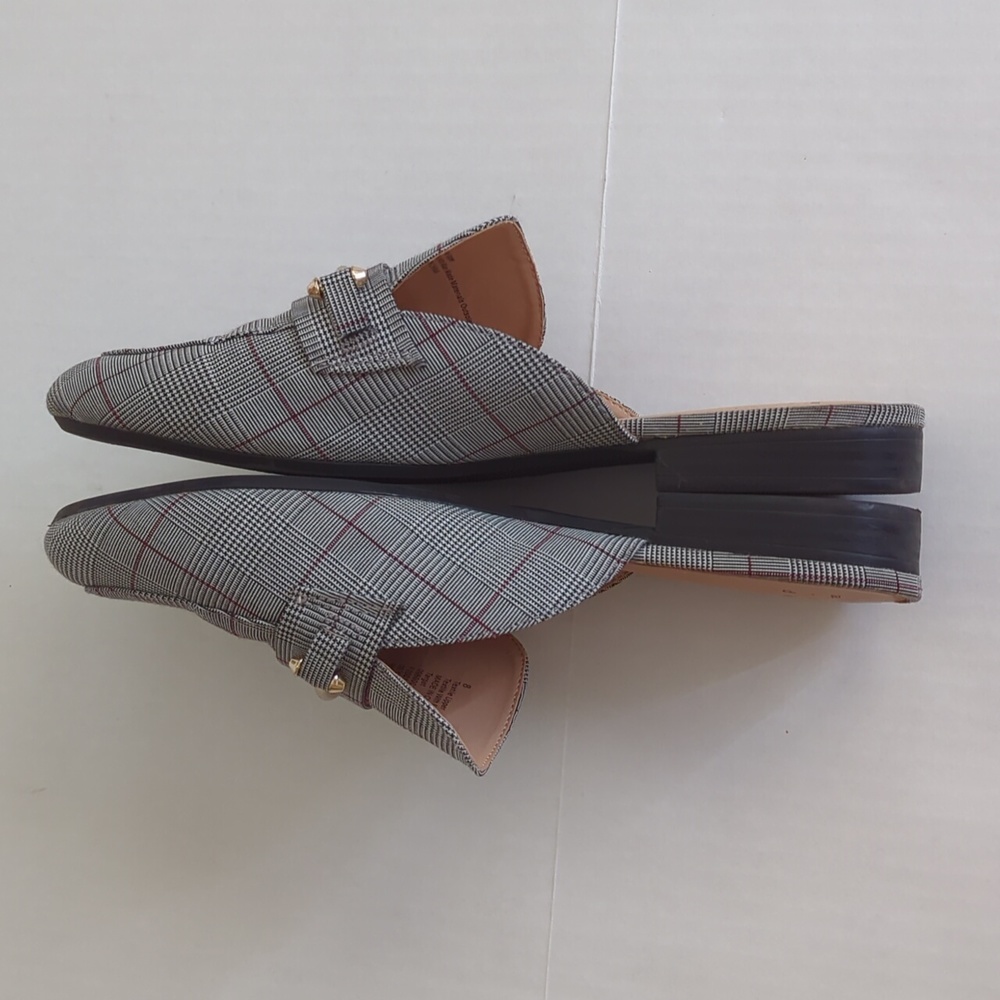 A New Day Plaid Slip-On Mules Flats 8 Gray - Picture 16 of 16